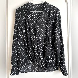 Banana Republic Women’s Top Large Black with White polka Dots